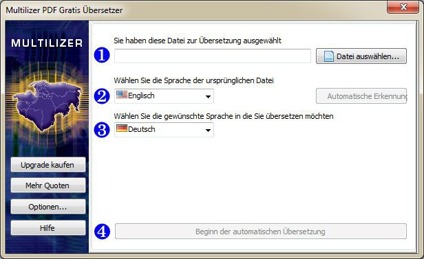 Screenshot von Multilizer PDF-Übersetzer.