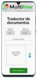 Captura de pantalla del traductor de documentos Multilizer